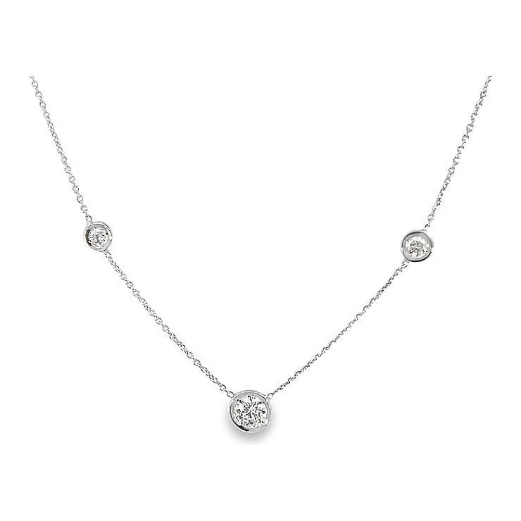 Custom engraved necklaces for women -Roberto Coin 18K White Gold Triple Diamond Station Necklace