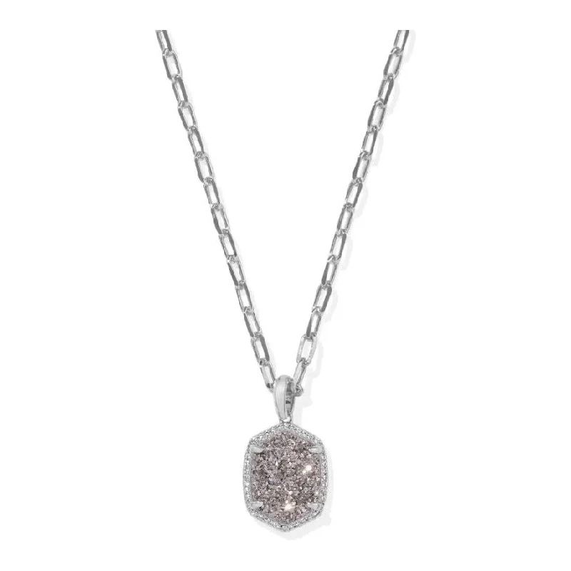 Saphire necklaces for women -Kendra Scott Silver Daphne Pave Frame Necklace