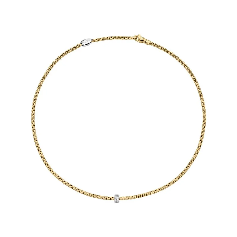 Minimalist necklaces for women -FOPE 18K Gold Eka Diamond Rhombus Rondel Necklace