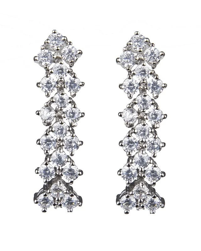 Elegant chandelier earrings for women -Triple Round CZ Chevron Drop Earrings