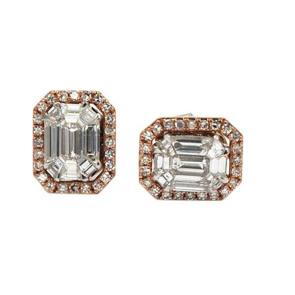 Geometric stud earrings for women -VDER96i - Diamond Emerald Earrings