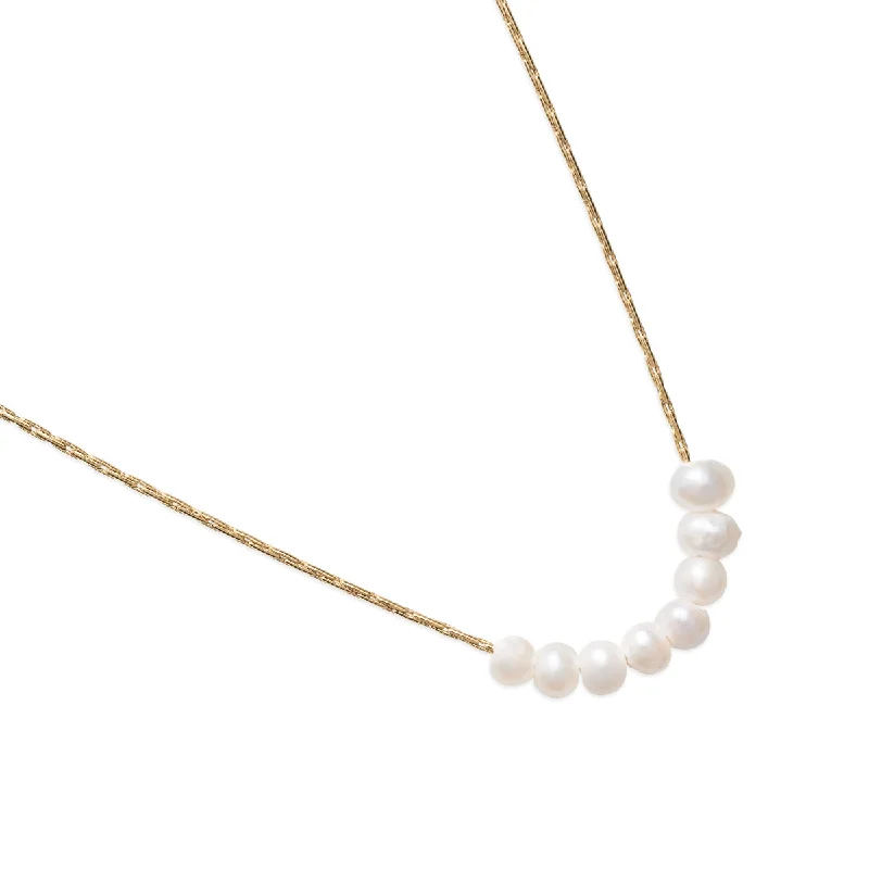 Layered necklaces for women -Freshwater Tiny Pearls Gold Necklace