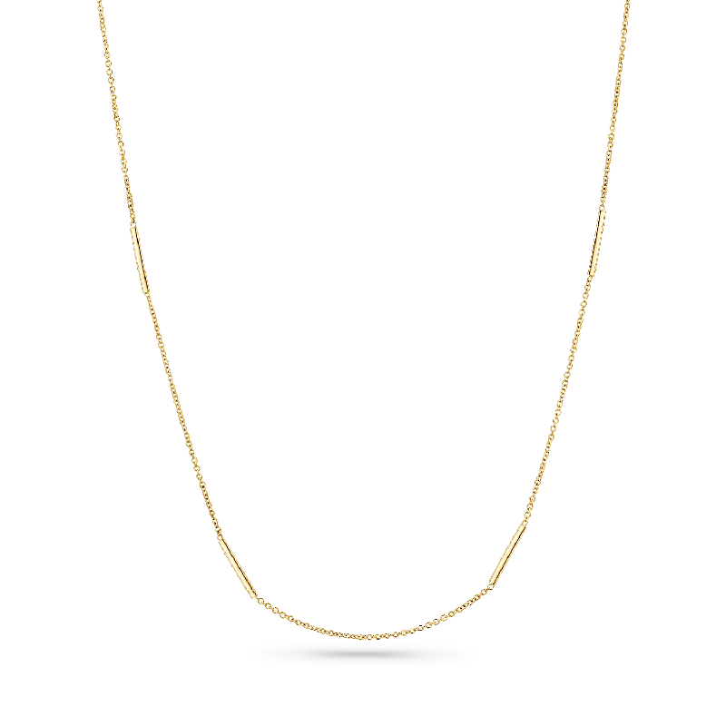 Silver and gold necklaces for women -Dainty Bar Station Chain Necklace