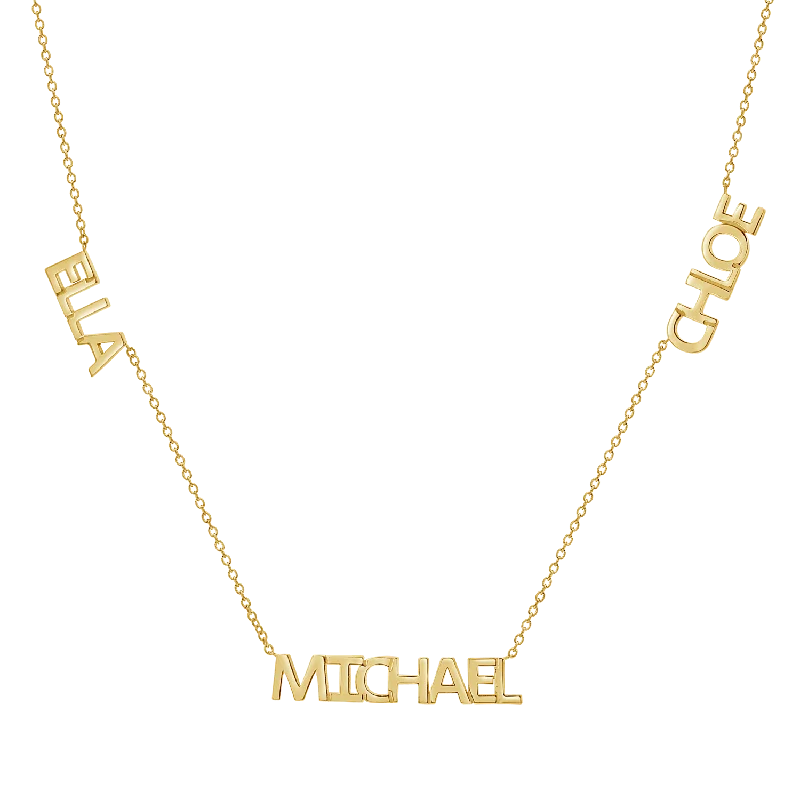 Rose gold necklaces for women -Multi Block Letter Name Necklace