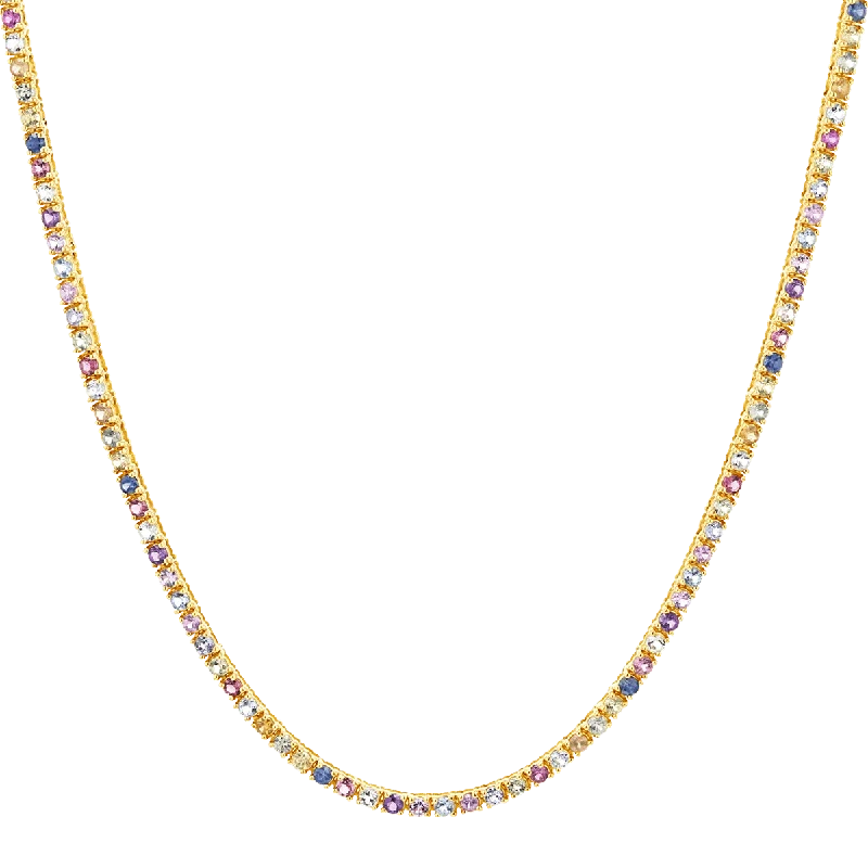 Women's infinity necklaces -Rainbow Gemstone Tennis Necklace