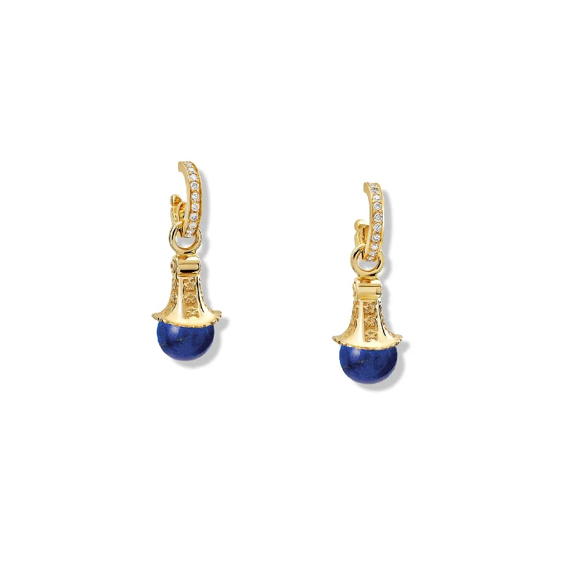 High-end earrings for women -Fouquet Earring Drops Yellow Gold - Lapis Lazuli