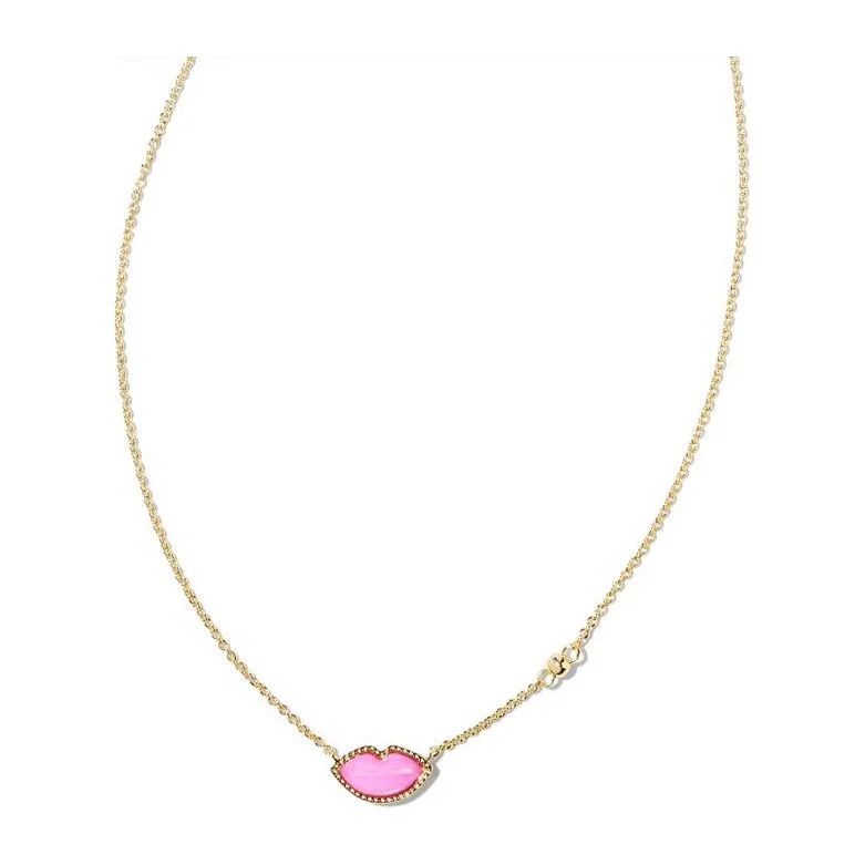 Zodiac necklaces for women -Kendra Scott Lips Pendant in Hot Pink MOP