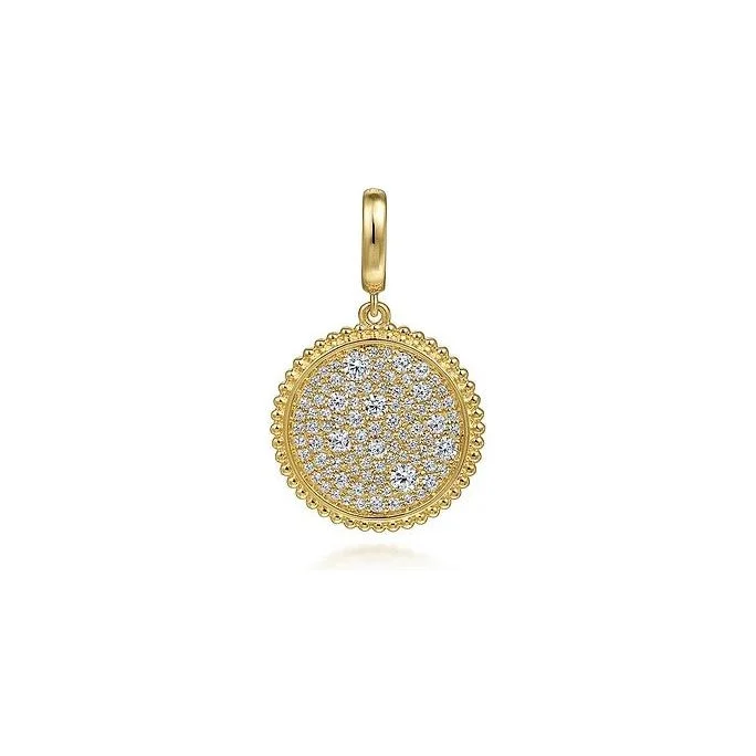 Silver chain necklaces for women -Gabriel 14K Yellow Gold Diamond Pave Bujukan Medallion