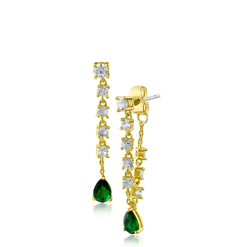 Colored pearl earrings for women -CZ and Chain Drop Earring