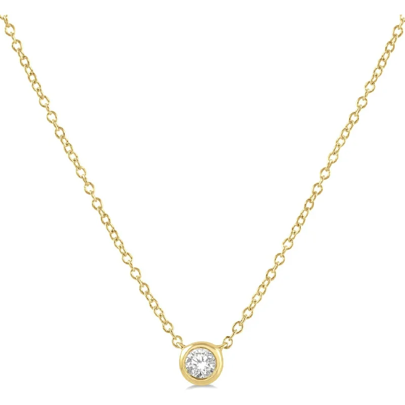 Luxury diamond necklaces for women -10k Yellow Gold Diamond Bezel Pendant