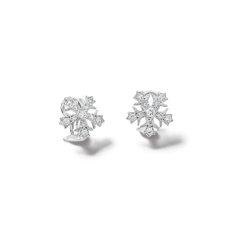 Pearl earrings for women -Snowflake Earrings 18ct White Gold - Diamond