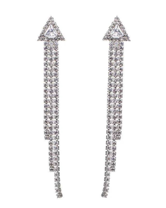 Bridal earrings for women -Triple Strand CZ Earrings