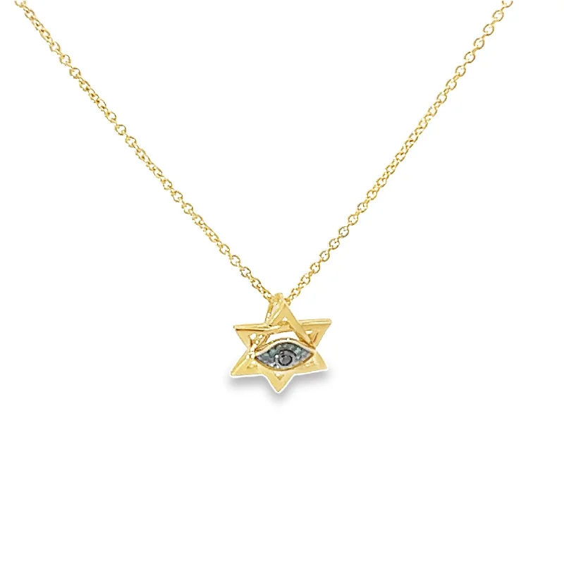 Dainty necklaces for women -Aspery & Guldag Star of David Evil Eye Necklace