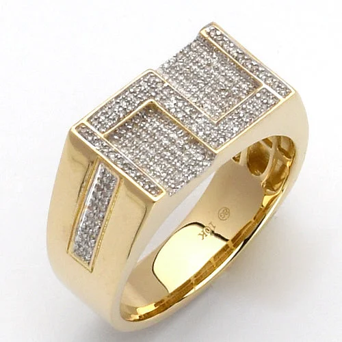 Engagement rings with side stones for women -10KY 0.35CTW MICROPAVE DIAMOND MENS RING - Z