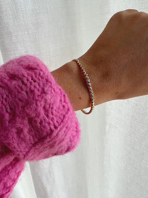 Custom birthstone bangles for women -Golden Riles Bracelet