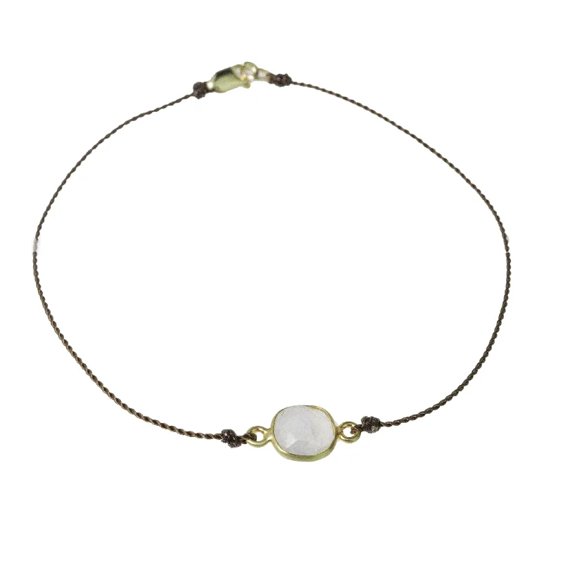 Custom birthstone bangles for women -Single Rainbow Moonstone Bracelet