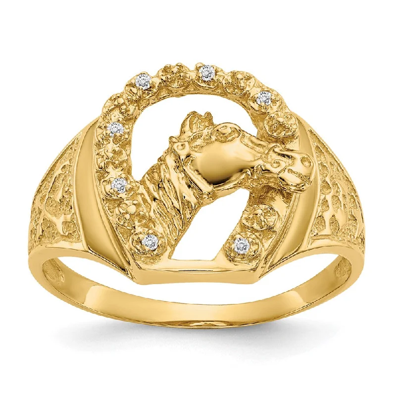 Wedding rings for women with sapphires -Solid 14k Yellow Gold AAA Simulated CZ men's Ring