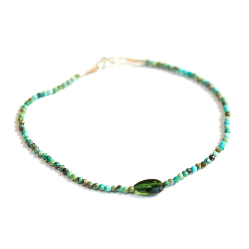 Designer bangles for women -Turquoise & Green Tourmaline Bracelet No. 118