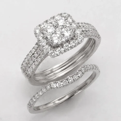 Engagement rings with side stones for women -14KW 1.50CTW DIAMOND BRIDAL SET