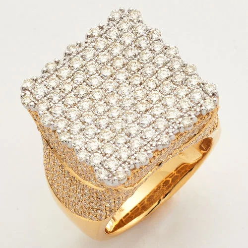 Antique-style engagement rings for women -14KY+W 6.50CTW DIAMOND SQUARE FLAT TOP MENS RING