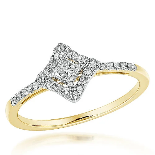 Engagement rings with modern bands for women -10KY 0.23CTW DIAMOND PROMISE RING