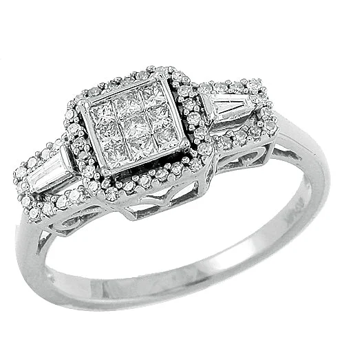 Designer vintage engagement rings for women -14KW 0.50CTW DIAMOND FANCY DIAMOND RING