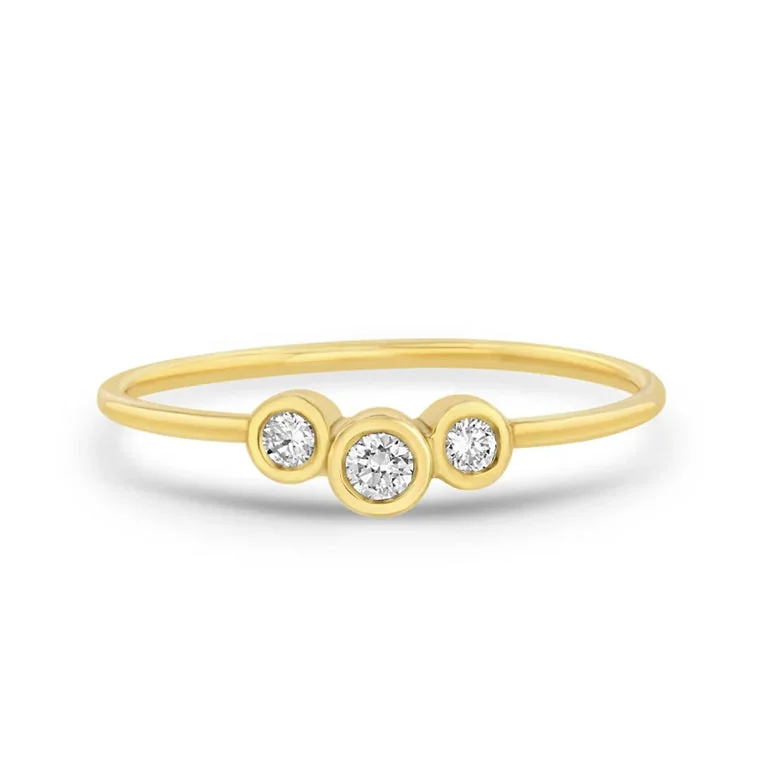 Simple solitaire engagement rings for women -Graduated Diamond Curve Ring