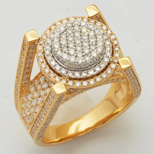 Round-cut engagement rings for women -14KY+W 5.75CTW DIAMOND ROUND CLUSTER MENS RING