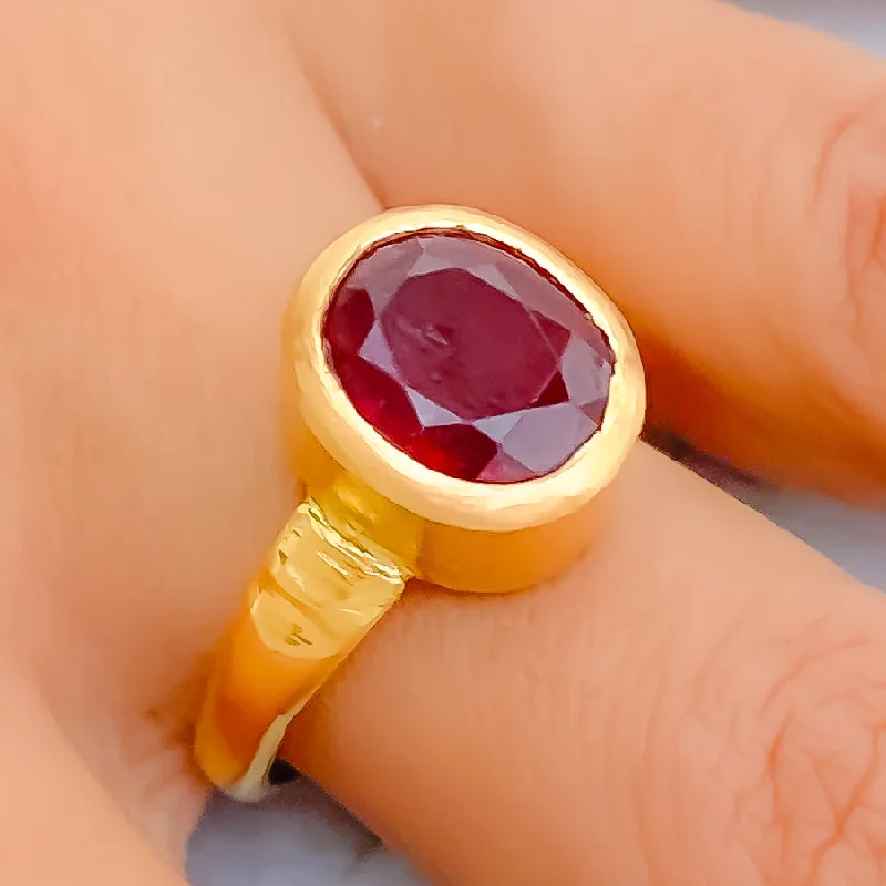 Chic rings for women -Decadent 22K Gold 7CT Ruby Ring