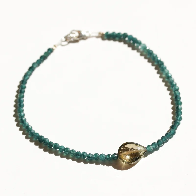 Gold bangles for women -London Blue Quartz + Tourmaline Bracelet No.38