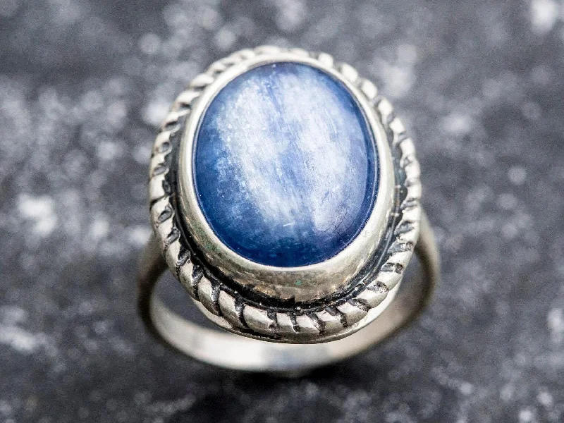 Rings with diamonds for women -Blue Statement Ring - Natural Kyanite Ring - Vintage