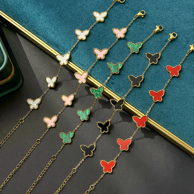 Charm bracelets for women -Stainless Steel Gold Plated Simple Style Classic Style Butterfly Plating Bracelets