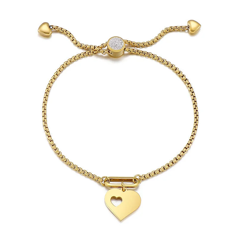 Wedding bracelets for women -New Simple Stainless Steel Fashion Retro Heart-shaped Bracelet