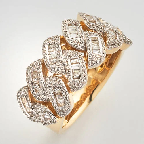 Engagement rings with pink diamonds for women -10KY 1.30CTW BAGUETTE DIAMOND MIAMI CUBAN MENS