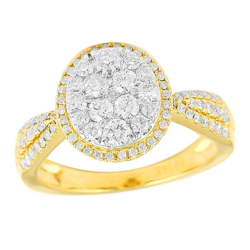 Affordable diamond engagement rings for women -14KY 1.00CTW DIAMOND ROUND CLUSTER RING