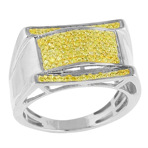 Classic engagement rings for women -10KW 0.50CTW YELLOW DIAMOND FANCY MENS RING