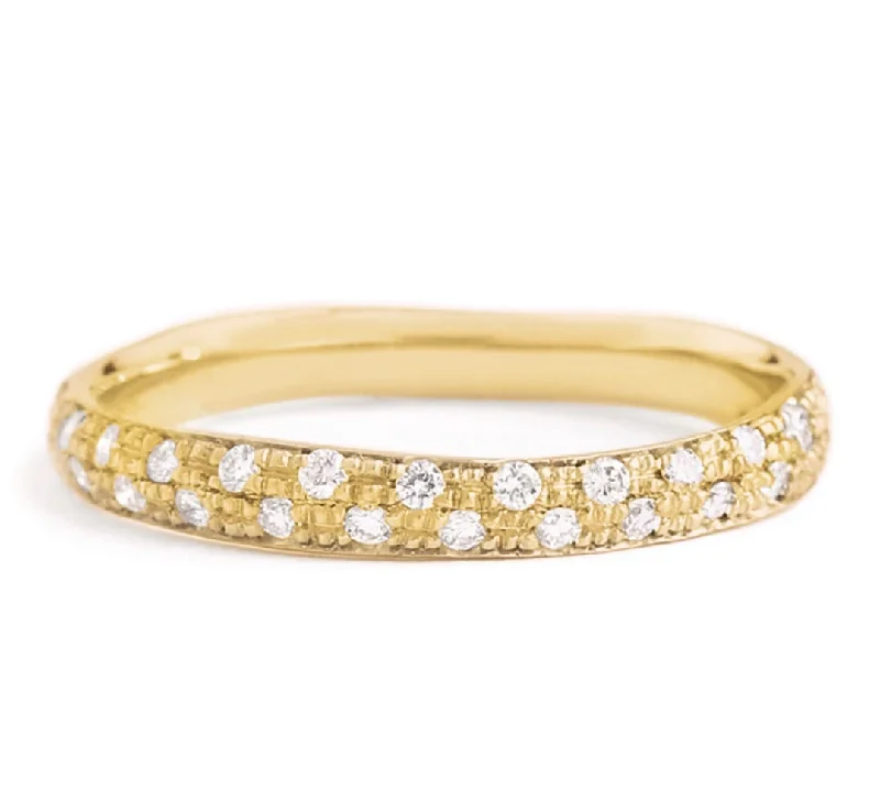 Gold engagement rings for women -Narrow Pavé Diamond Eternity Band