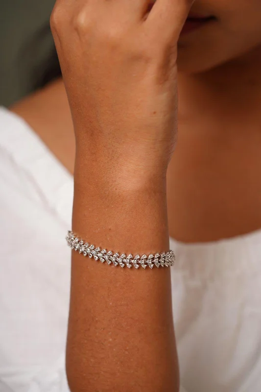 Women’s beaded bangles -Just Tiny Pear Diamond Tennis Bracelet