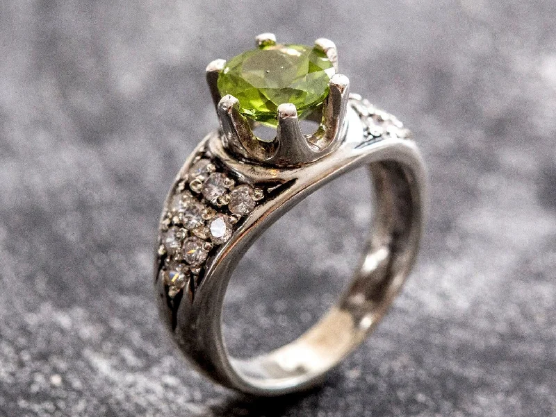 Engagement ring sets for women -Peridot Ring - Statement Green Ring - Peridot Edwardian Ring