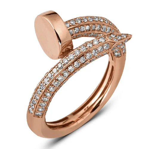 Bold engagement rings for women -14KR 1.30CTW DIAMOND DESIGNER NAIL RING