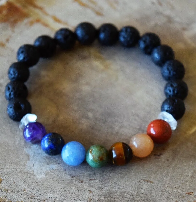 Stackable bracelets for women -Aromatherapy Chakra Diffuser Bracelet with Genuine Gemstones