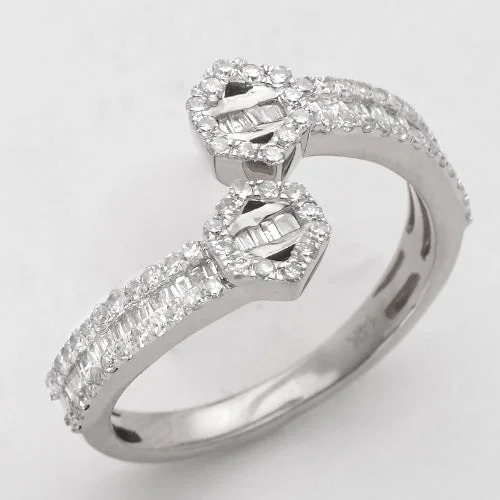 Engagement rings with diamonds for women -14KW 0.70CTW DIAMOND BAGUETTE & ROUND CUT CUFF