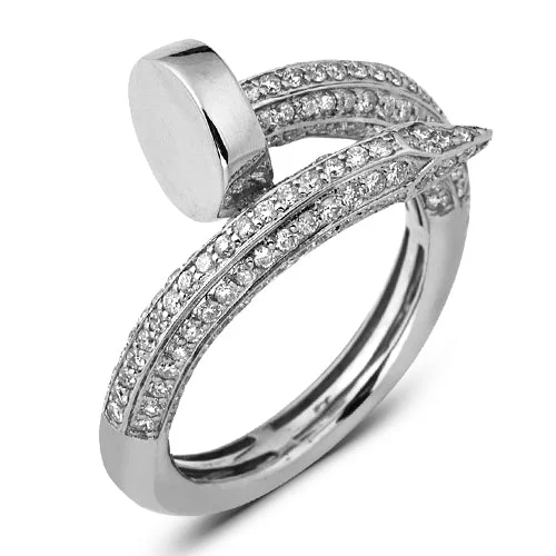 Simple solitaire engagement rings for women -14KW 1.30CTW DIAMOND DESIGNER NAIL RING