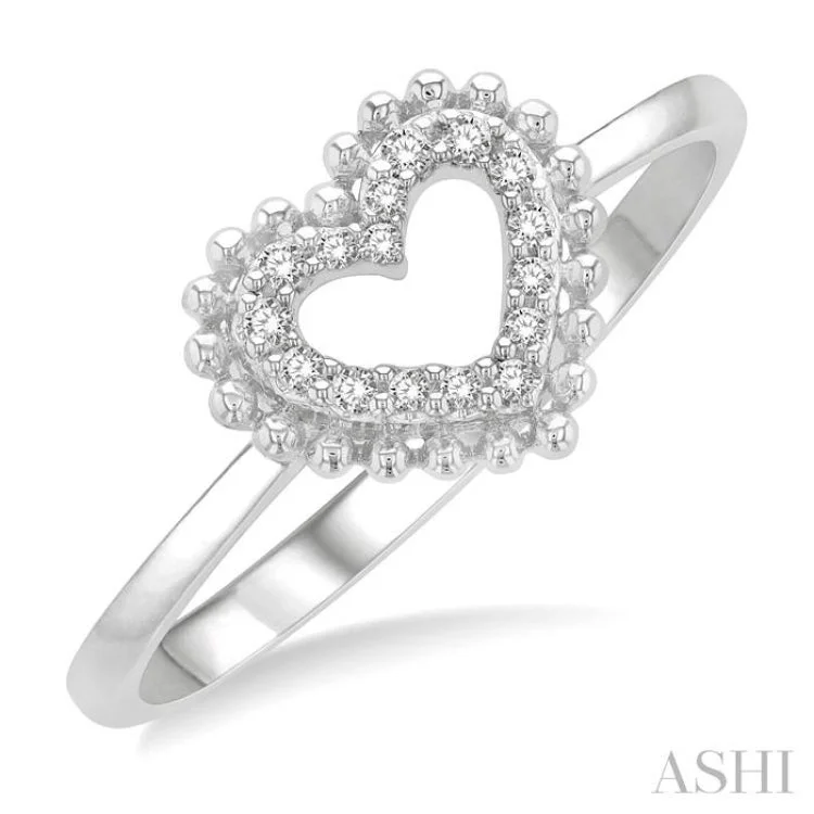 Modern engagement rings for women -1/10 ctw Petite Heart Round Cut Diamond Stackable Fashion Ring in 10K White Gold