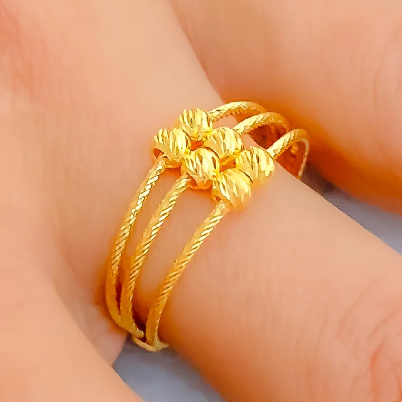 Gold-plated rings for women -Glossy Graceful 22K Gold Orb Ring