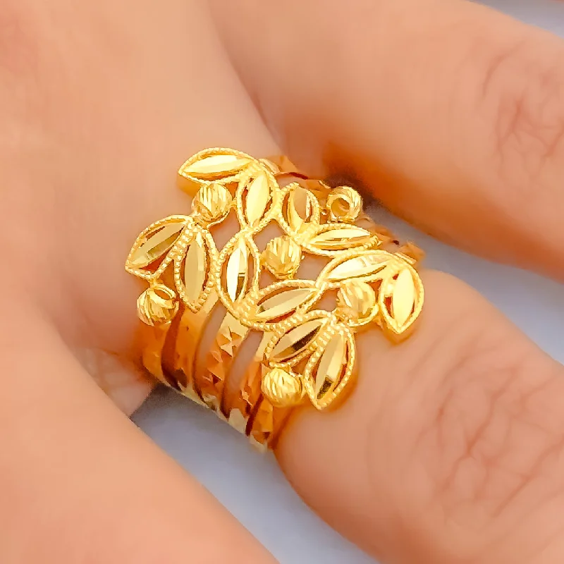 Fashionable rings for women -Stylish Vine 21k Gold Ring