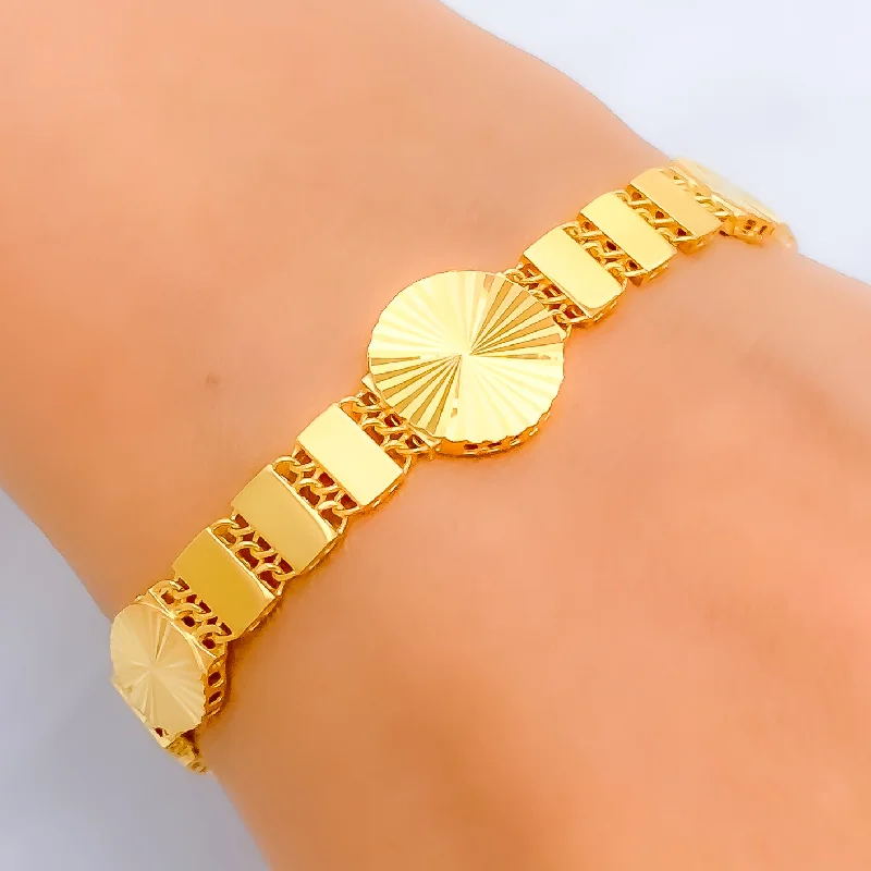 Elegant bangle bracelets for women -Elevated Fancy 22k Gold Bracelet