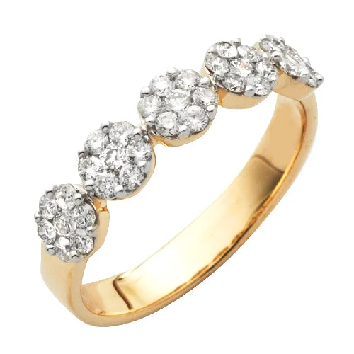 Engagement rings with gold bands for women -14KY 0.65CTW FLOWER DIAMOND RING