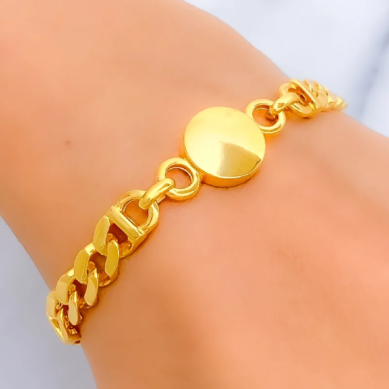 Simple bangle bracelets for women -Delightful Radiant 22k Gold Bracelet