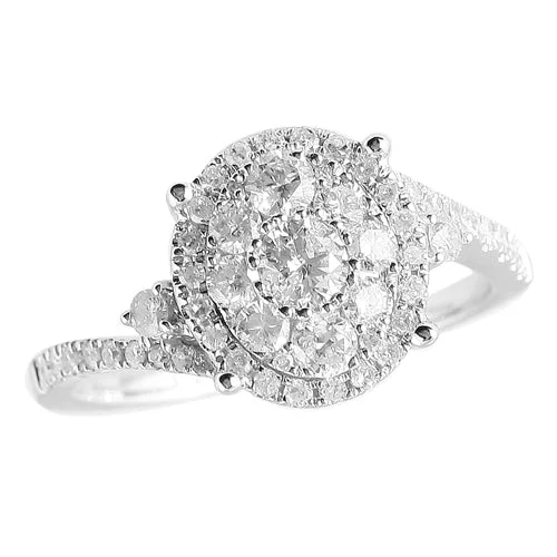 Antique-style engagement rings for women -10KW 1.00CTW DIAMOND LADIES CLUSTER RING